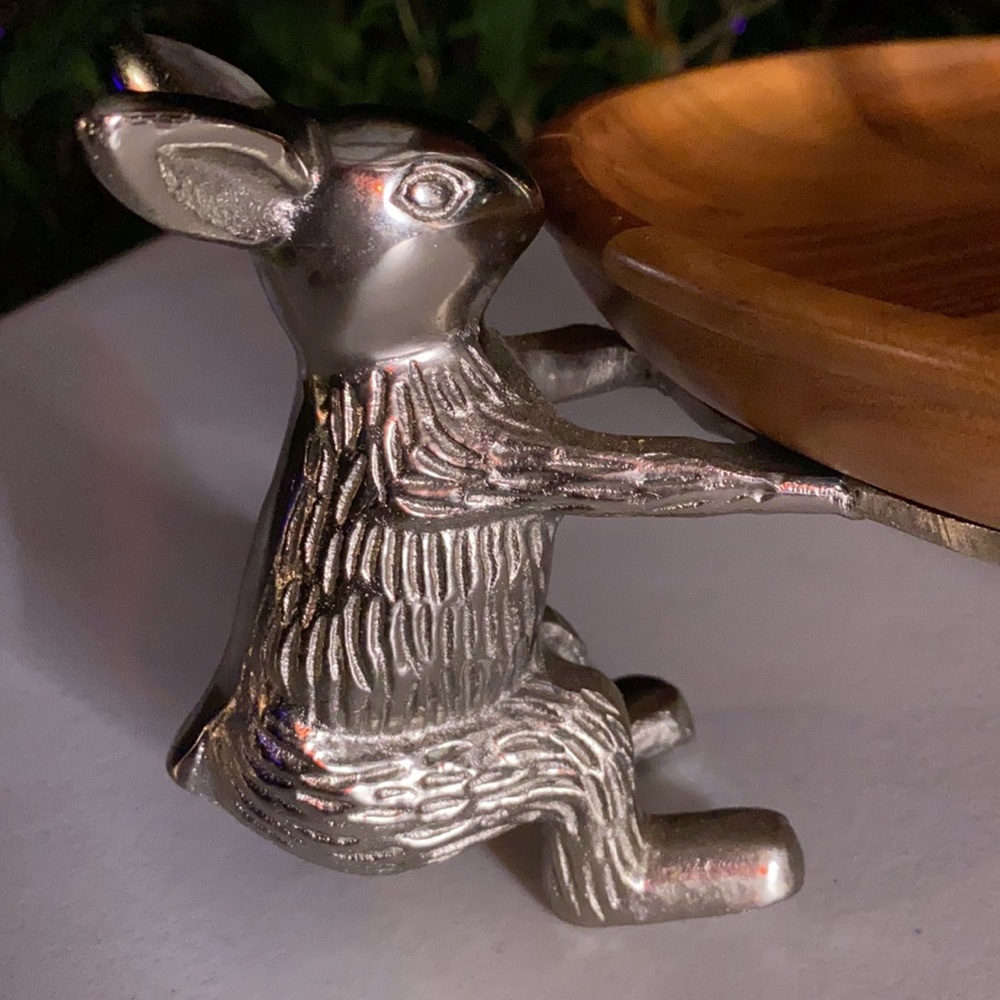 Pottery Barn Two Tier Triple Rabbit Wooden Server - Picture 5 of 14